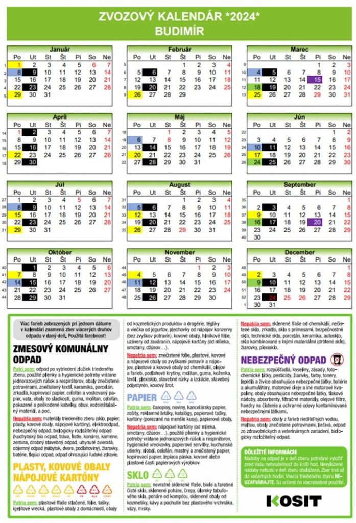 Harmonogram vývozov 2024