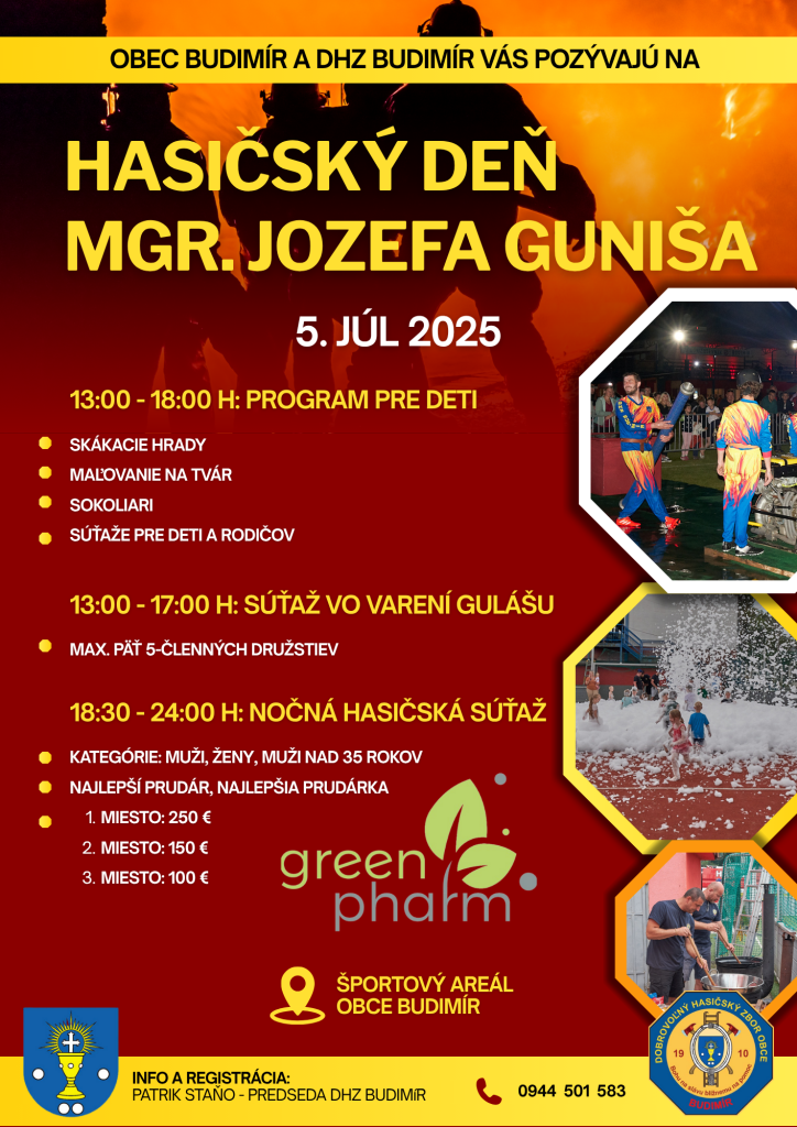 Srdečne Vás pozývame 5.7.2025 so začiatkom od 13:00 hod.. Miesto konania: športový areál obce Budimír