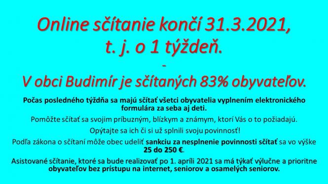 31.3.2021 končí online sčítanie obyvateľov!