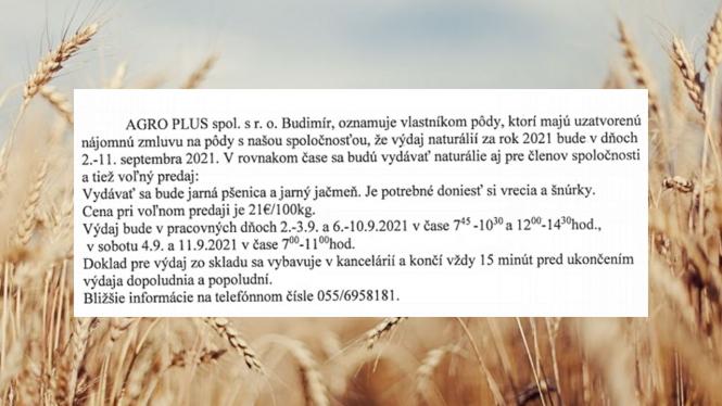 Výdaj naturálií - AGRO PLUS SPOL s&nbsp;r.o.