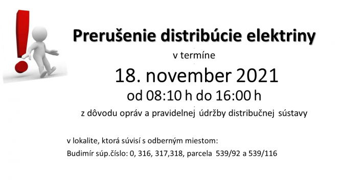Prerušenie distribúcie elektriny - Časť Nové sídlisko!