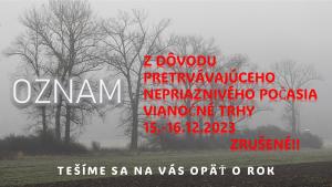 15.-16.decembra vianočné trhy zrušené !